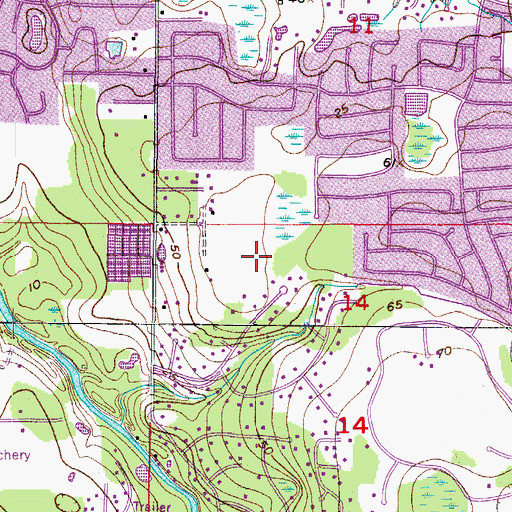 Topographic Map of Hickory Woods, FL