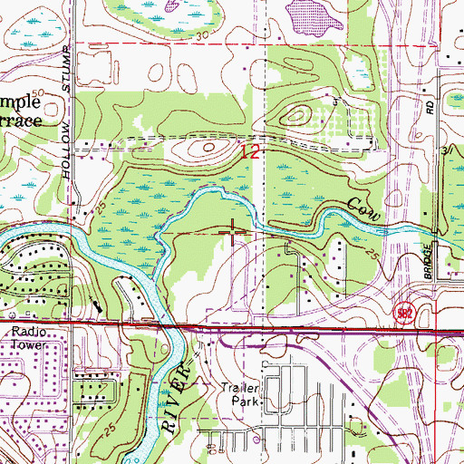 Topographic Map of Hidden Creek, FL