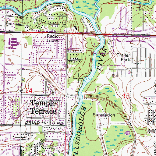 Topographic Map of Hidden Island Estates, FL