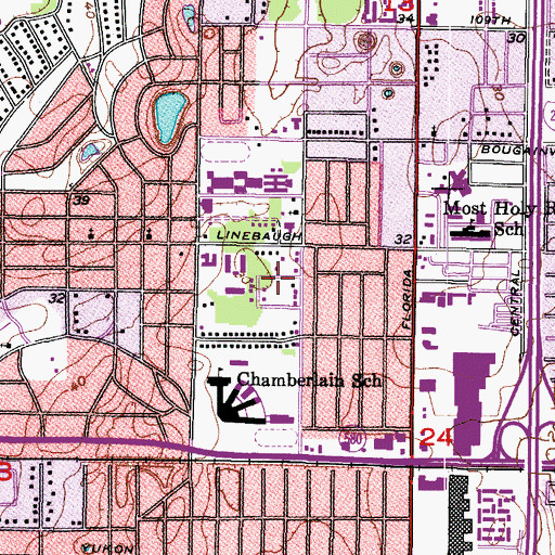 Topographic Map of Hidden Oaks, FL