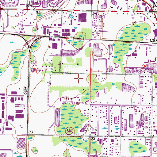 Topographic Map of Hidden Oaks, FL