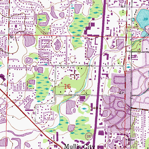 Topographic Map of Hidden Valley, FL