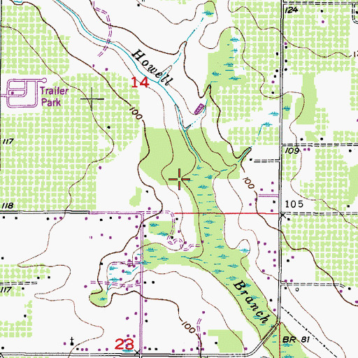 Topographic Map of Highland Creek, FL