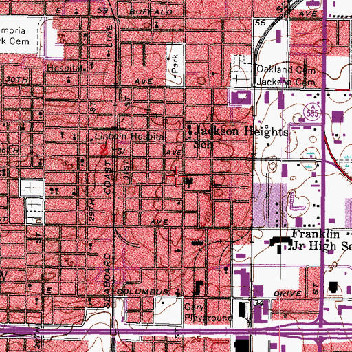 Topographic Map of Highland Heights, FL