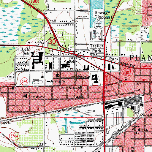 Topographic Map of Highway Heights, FL