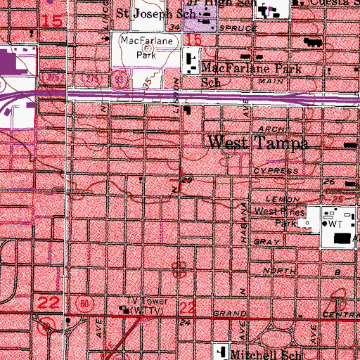 Topographic Map of Highway Park, FL