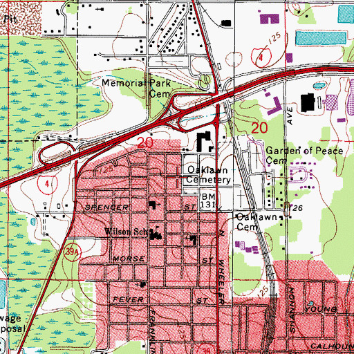 Topographic Map of Hillsboro Park, FL