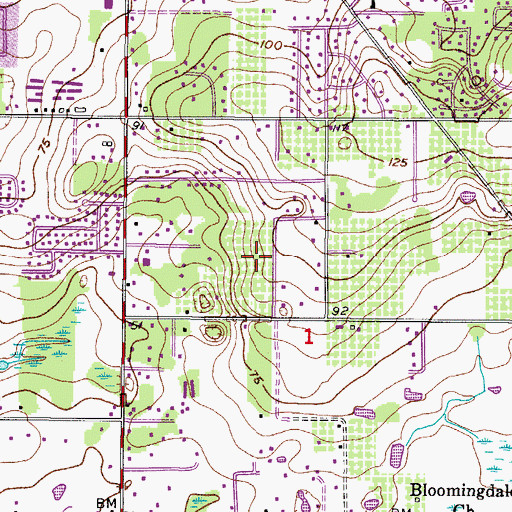 Topographic Map of Hillside, FL