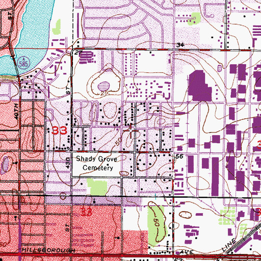 Topographic Map of Hilltop Estates, FL