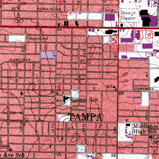 Topographic Map of Hodges Shady Grove, FL