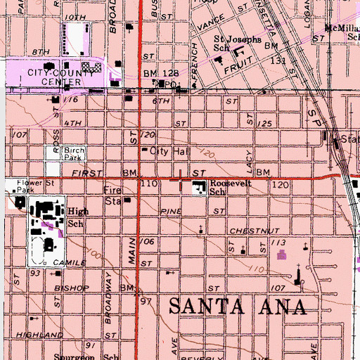 Topographic Map of Roosevelt School, CA