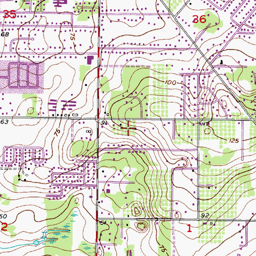 Topographic Map of Hollington Oaks, FL