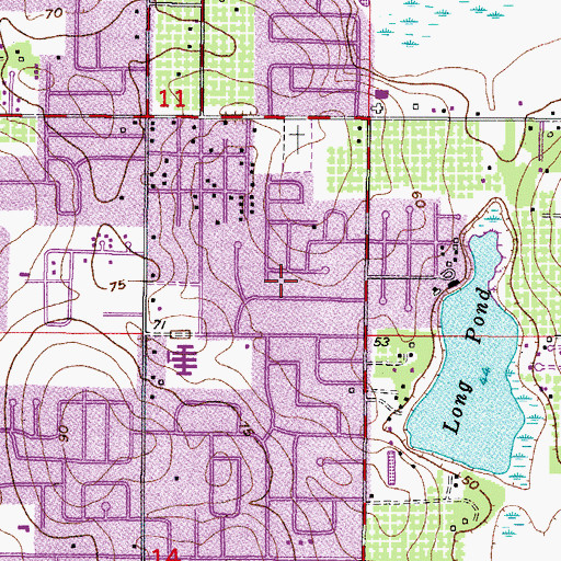 Topographic Map of Hollowtree, FL