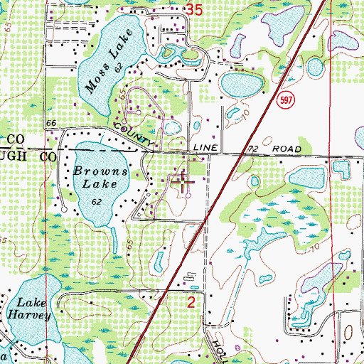 Topographic Map of Holly Lake Estates, FL