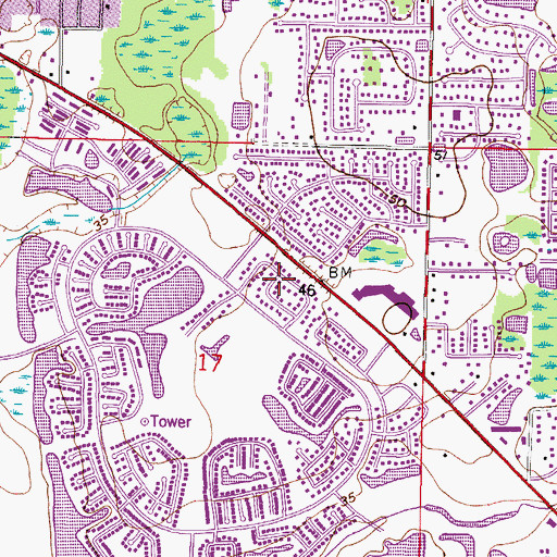 Topographic Map of Hollyglen Village, FL