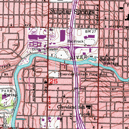Topographic Map of Hollywood Park, FL