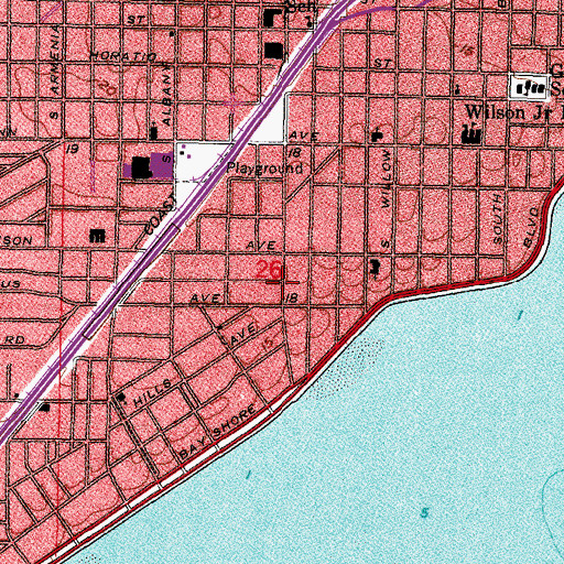 Topographic Map of Hyde Park West, FL
