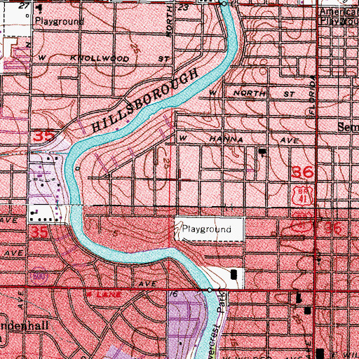 Topographic Map of Idlewild on the Hillsborough, FL