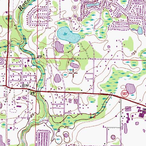 Topographic Map of Indian Lakes, FL