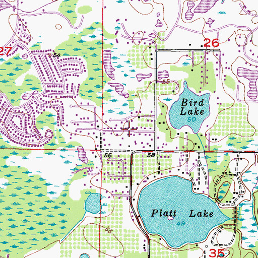 Topographic Map of Indian Mound Estates, FL