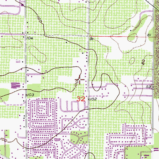 Topographic Map of Indian Trails, FL