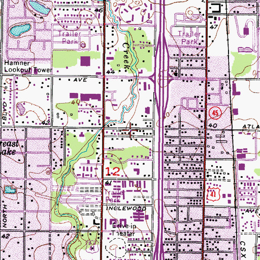 Topographic Map of Inglewood Park, FL