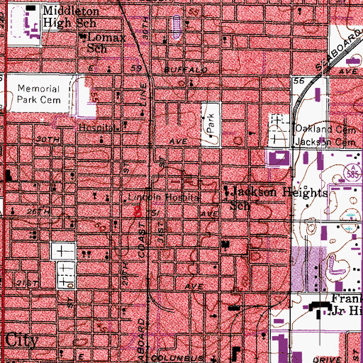 Topographic Map of Jackson Heights, FL