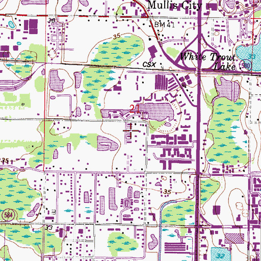 Topographic Map of Jasmine Pond, FL