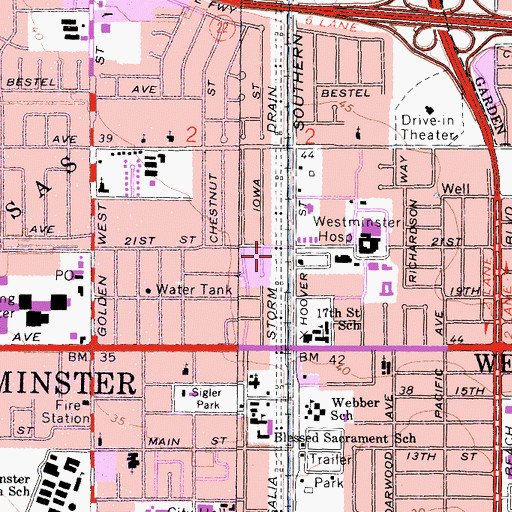 Topographic Map of Rosalia Storm Drain, CA