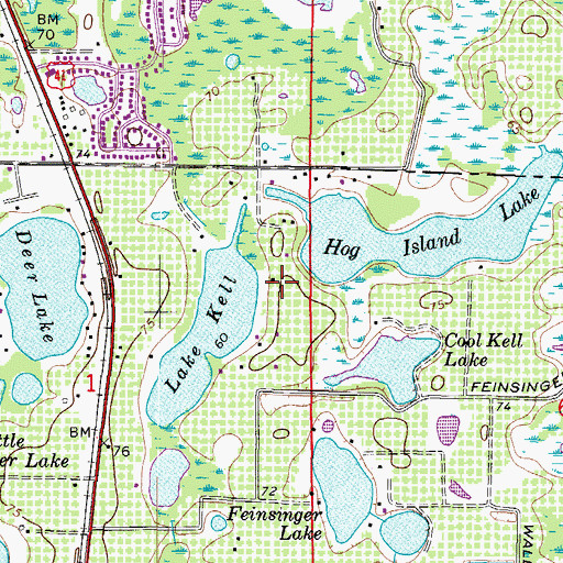 Topographic Map of Kauchick Estates, FL