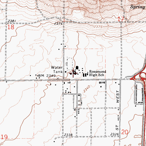 Topographic Map of Rosamond High School, CA