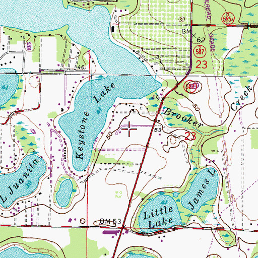 Topographic Map of Keystone Groves, FL