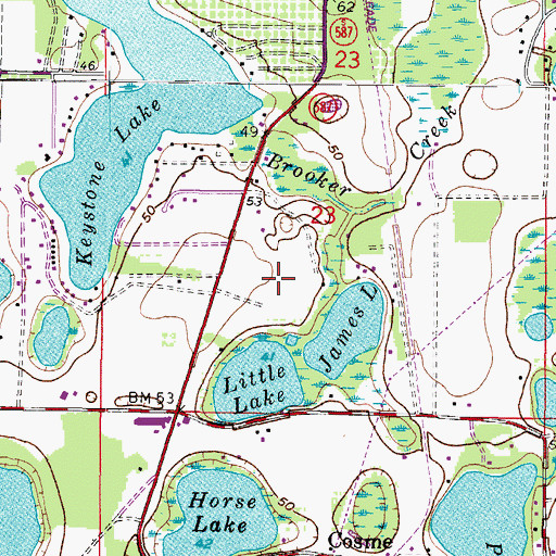 Topographic Map of Keystone Shores Estates, FL