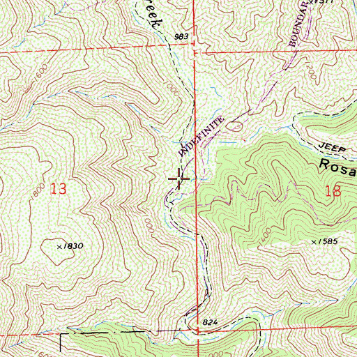Topographic Map of Rosas Canyon, CA