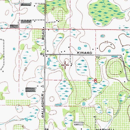 Topographic Map of Kinard Estates, FL