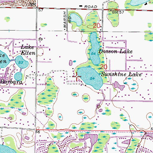 Topographic Map of Kirkland Acres, FL