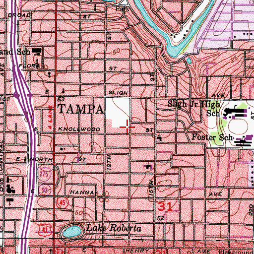 Topographic Map of Knollwood Estates, FL