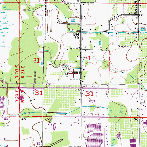 Topographic Map of Krause Farms, FL