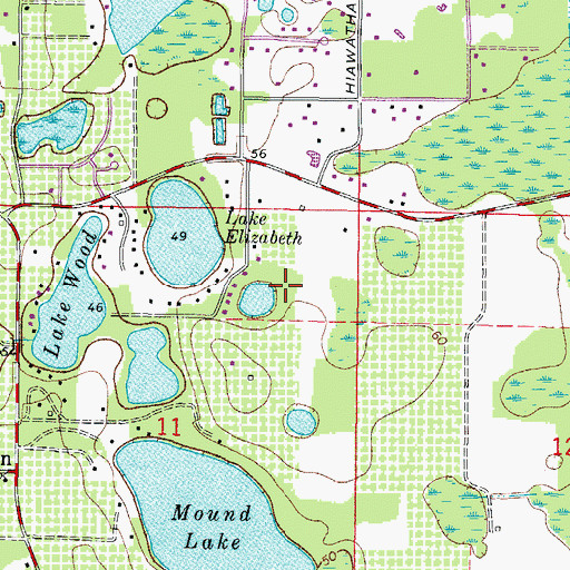 Topographic Map of Lady Lake Estates, FL