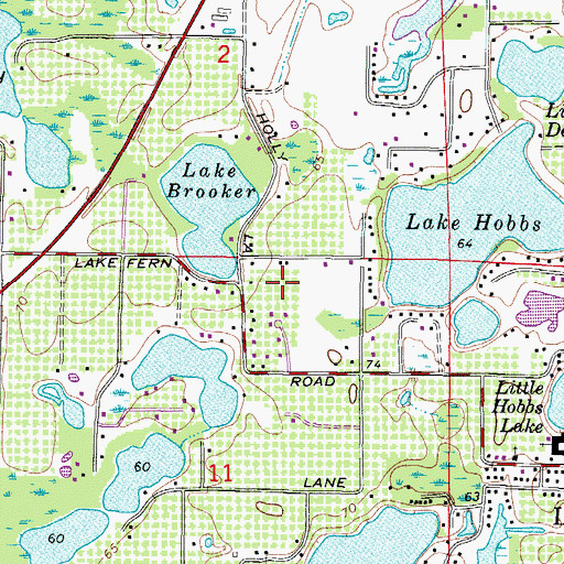 Topographic Map of Lake Brooker Village, FL