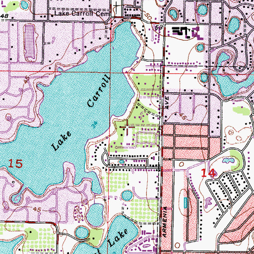 Topographic Map of Lake Carroll Court, FL