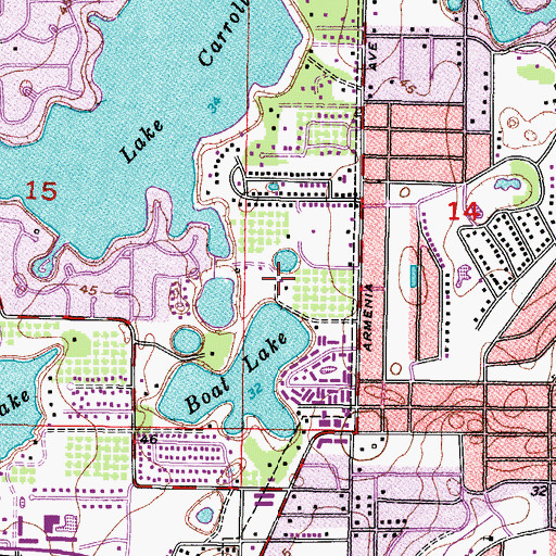 Topographic Map of Lake Carroll Cove, FL