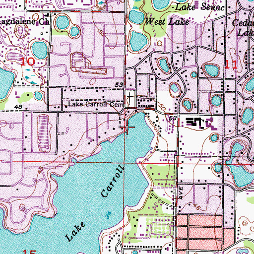 Topographic Map of Lake Carroll Drive, FL