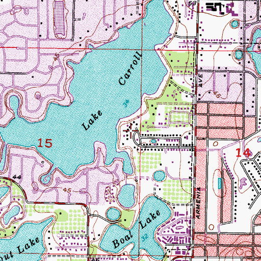Topographic Map of Lake Carroll Estates, FL