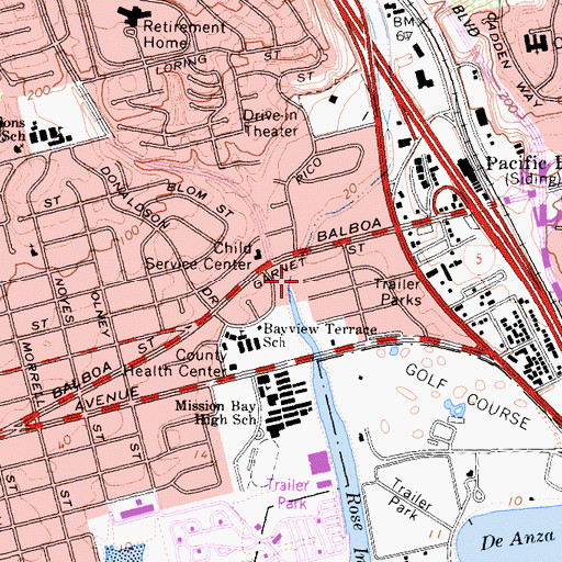 Topographic Map of Rose Canyon, CA