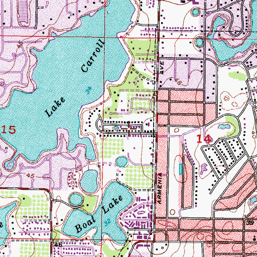 Topographic Map of Lake Carroll Grove Estates, FL