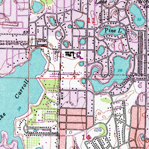 Topographic Map of Lake Carroll Manor, FL