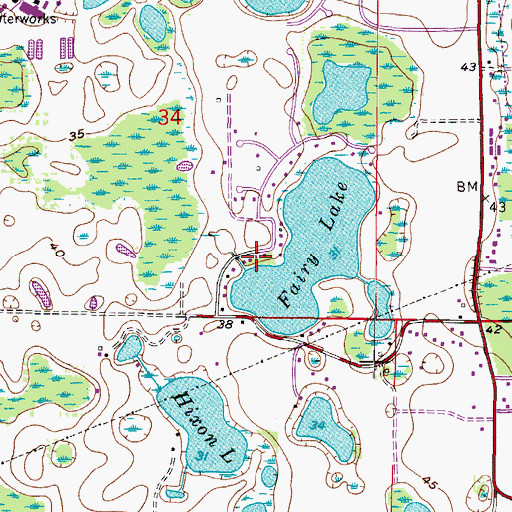 Topographic Map of Lake Maurine Estates, FL
