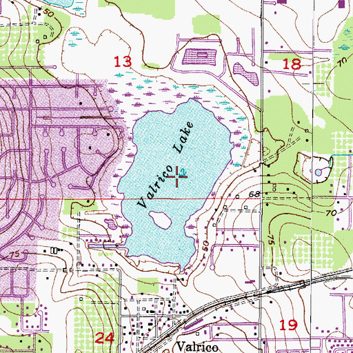 Topographic Map of Valrico Lake, FL