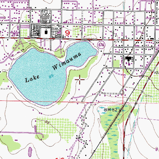 Topographic Map of Lake Wimauma, FL